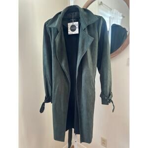 Coalition LA Green Vegan Suede Trench Coat Size L